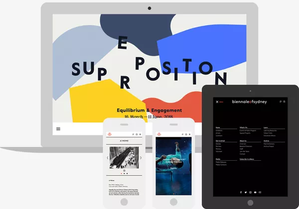Screenshots of the Biennale of Sydney website