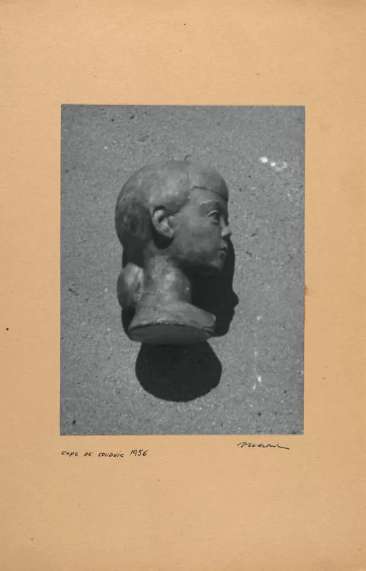 Voitre Marek, Australia, 1919 - 1999, Olga [profile view], 1956, Cape du Couedic, Kangaroo Island, South Australia, gelatin-silver photograph on brown card, 20.5 x 15.0cm (sheet); Gift of the Marek and Sankey families through the Art Gallery of South Australia Foundation 2020, Art Gallery of South Australia, Adelaide, © Estate of Voitre Marek.