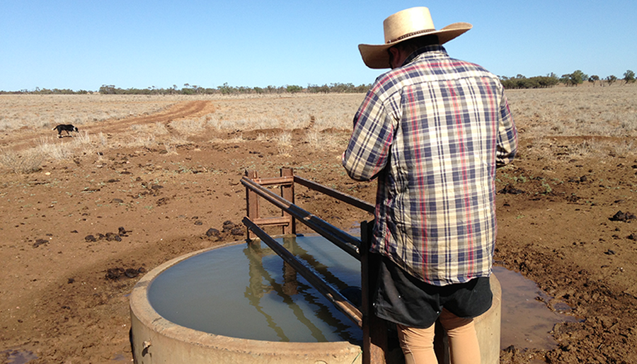 Michael Tomlinson at the water hole he ran to after the accident