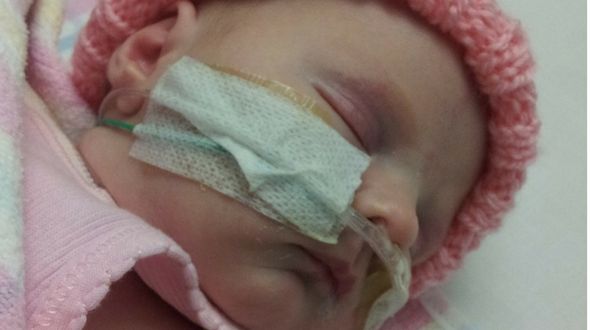 Annabelle undergoes tests at Rockhampton Base Hospital at only 11 days old. 