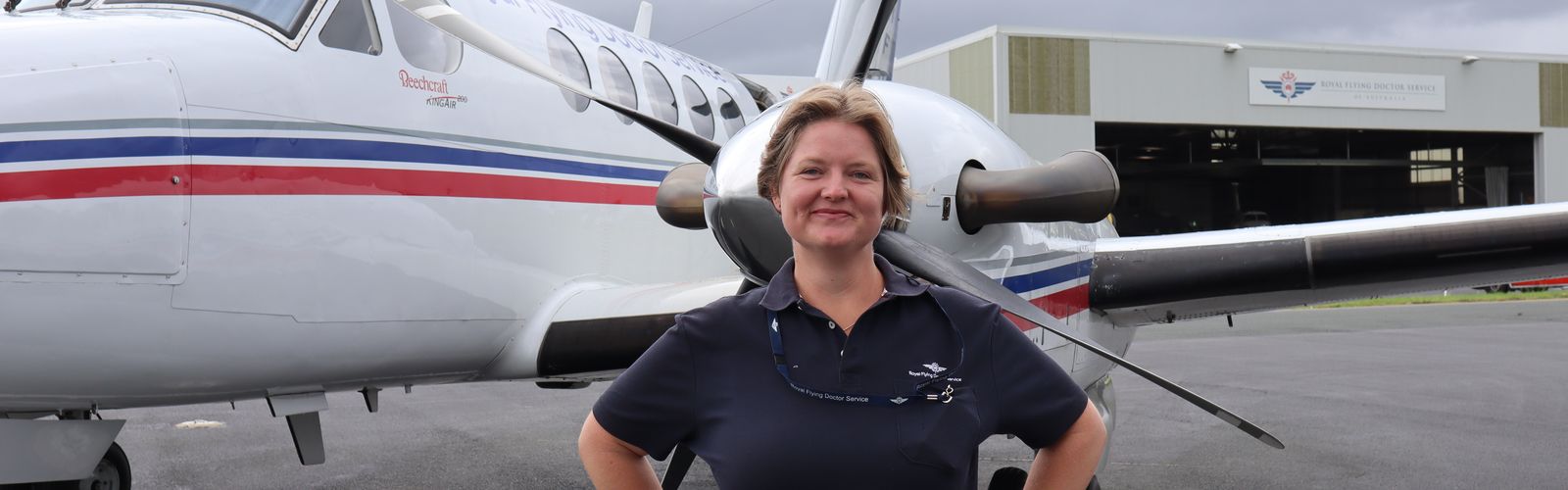 RFDS Pilot Hayley Wood with an RFDS Aircraft