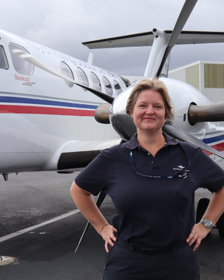 RFDS Pilot Hayley Wood with an RFDS Aircraft