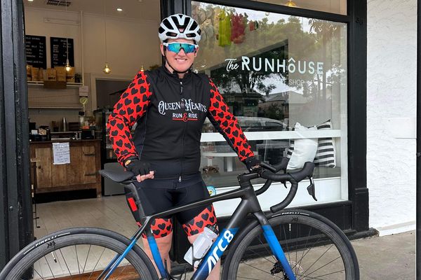 Dawn Beaumont pictured with her Duathlon bicycle