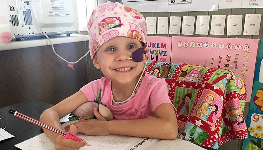 Maddison at school in hospital