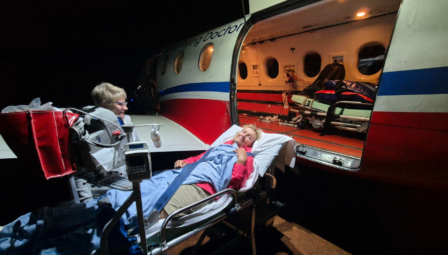 Liz's at the RFDS WA aircraft