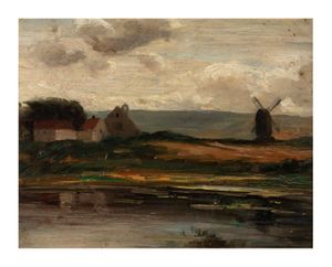 Image of Landscape with mill and cottages