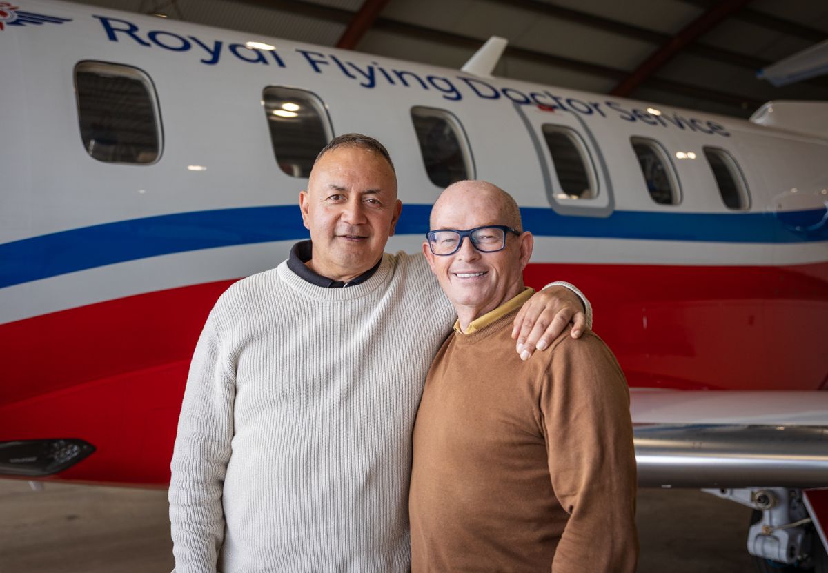 Dion and Darryl at RFDS Alice Springs Base