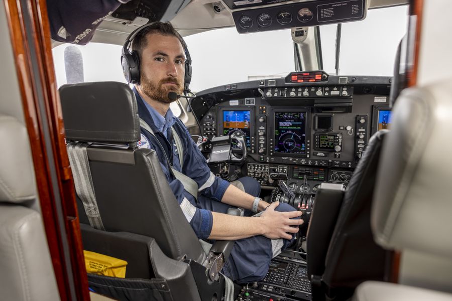 Pilot in cockpit