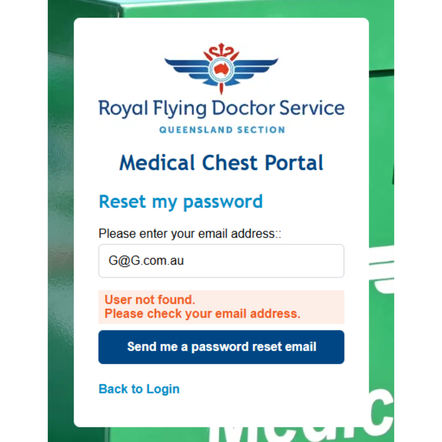 Portal log in screen