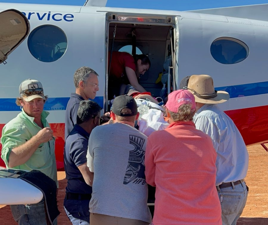 Jess being boarded onto aircraft