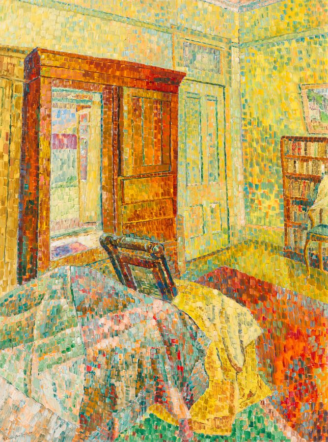 painting of bedroom in bright colours
