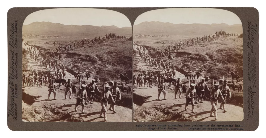 Troops advancing, siege of Port Arthur - AGSA Collection