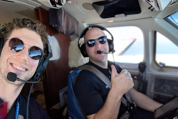 Sean in cockpit with RFDS Pilot