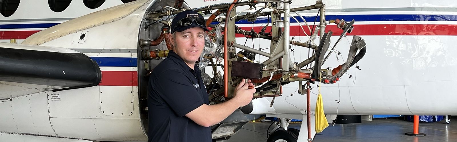 Damien working on aircraft 