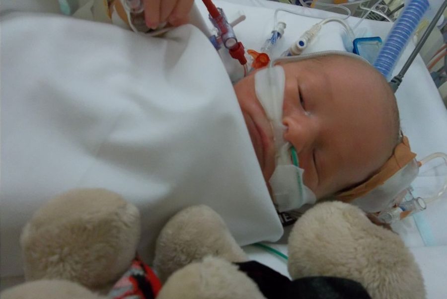 Baby Kaleb in hospital
