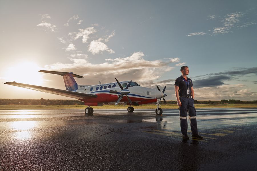 RFDS aircraft with Pilot standing in front of it