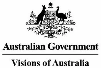 A logo with the words Australian Government | Visions of Australia