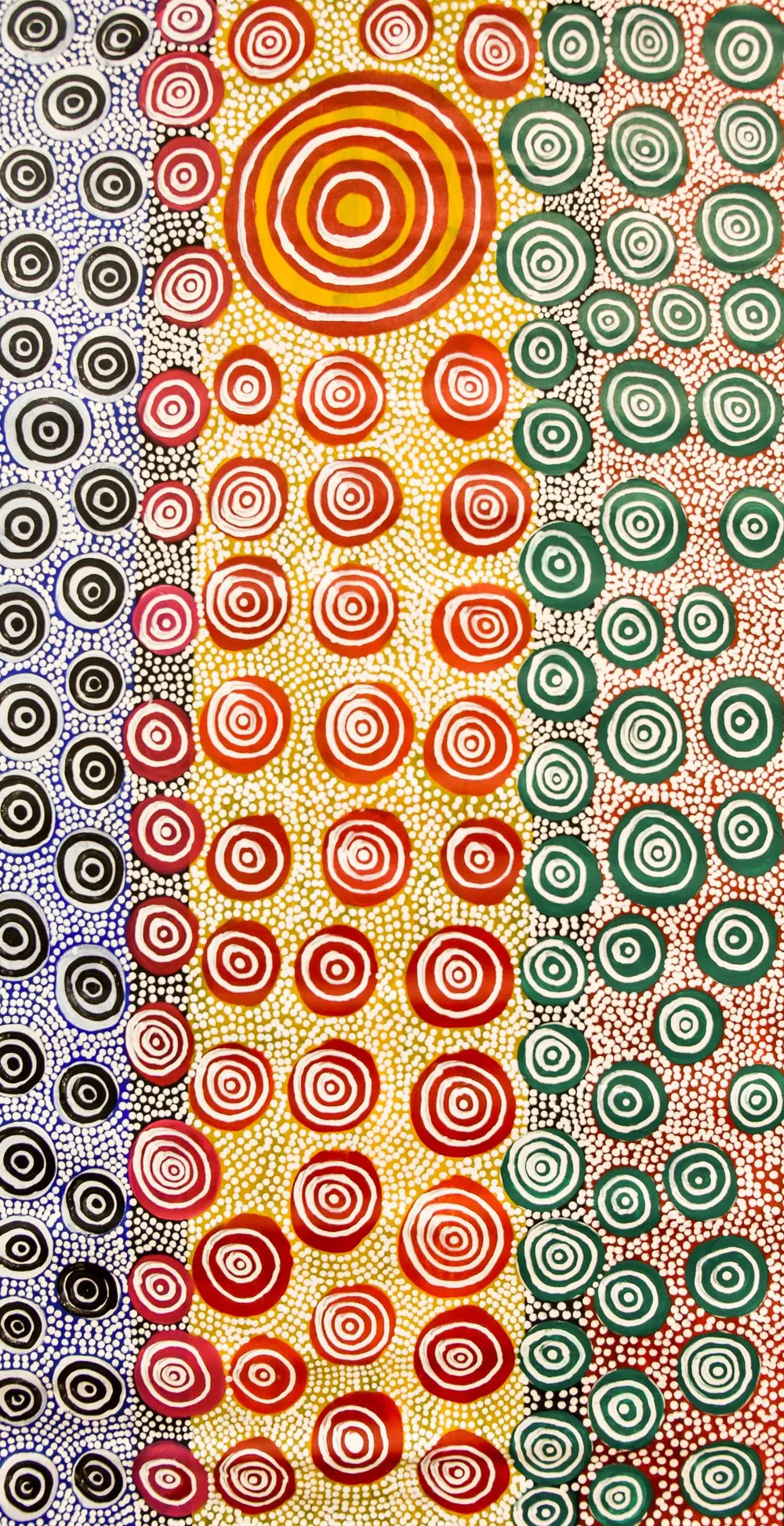 Stephen Pitjara, Alyawarr people, Northern Territory, born 1963, Utopia, Alyawarra, Northern Territory, Wild Communities, 2019, Adelaide, synthetic polymer paint on canvas, 121.0 x 63.0 cm; © Stephen Pitjara.