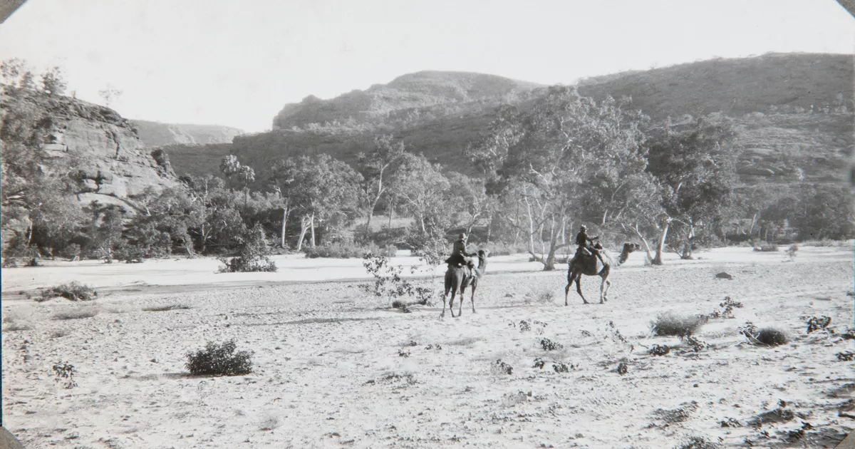 Camel riders in Finke Gorge - AGSA Collection