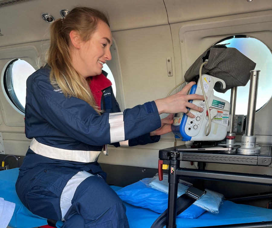 Izzy in aircraft checking machine