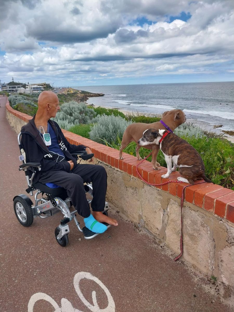 Greg is eagerly looking forward to using a specially adapted surf board to catch some waves again soon.