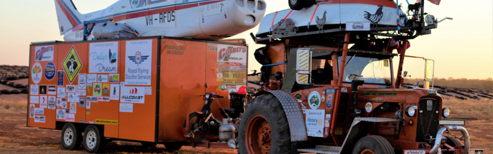Bright orange tractor