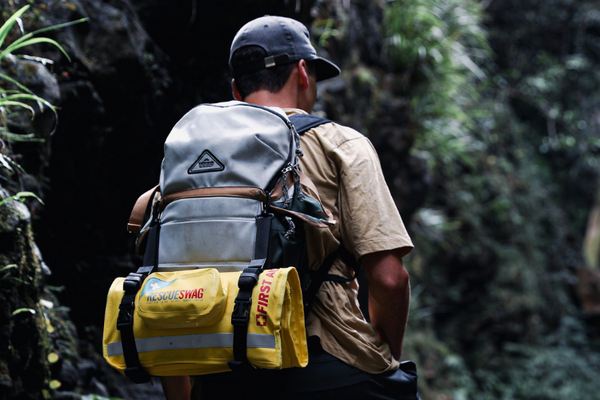 Emily with Shadow the dog and the Rescue Swag