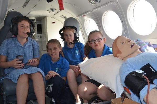 Students from the King Island District school enjoy the simulator