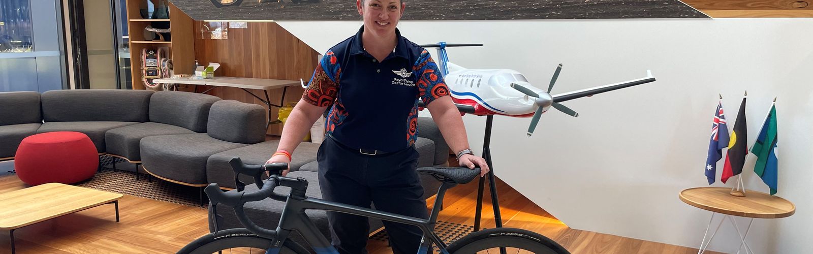 Dawn Beaumont pictured with her Duathlon bicycle