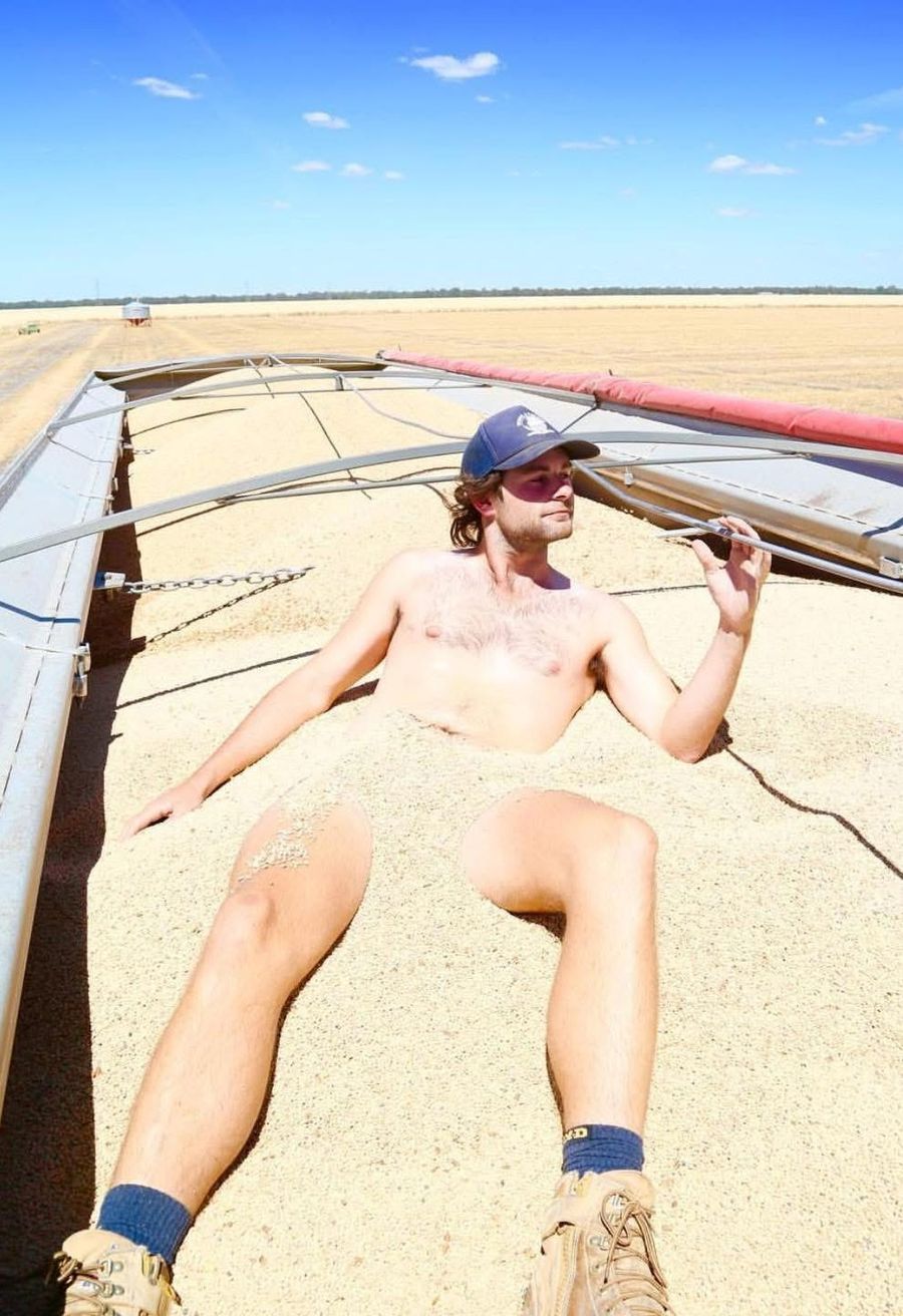 A naked Ben Brooksby jumped into a truck full of lentils in 2017