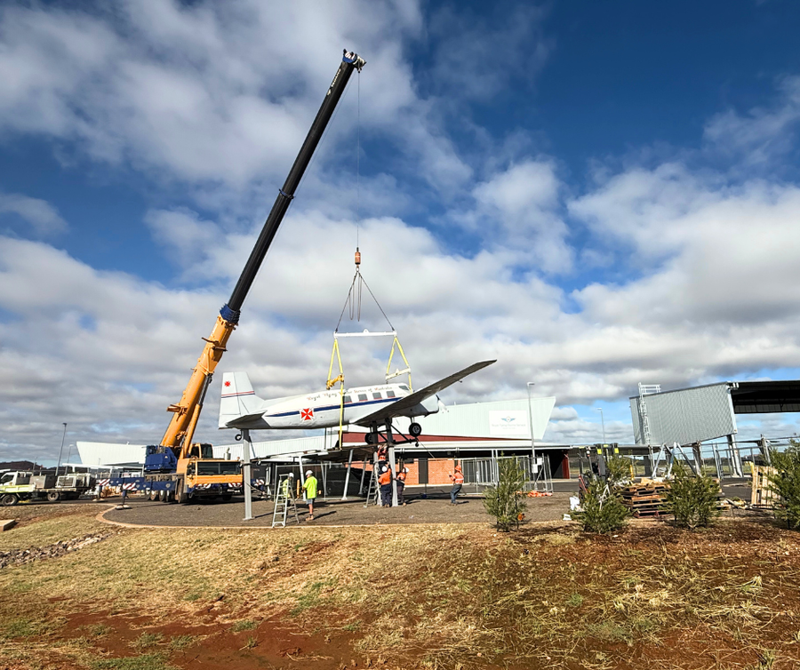 Lifting the aircraft into place