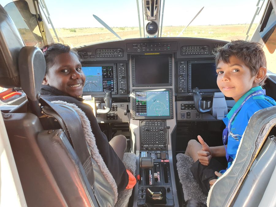 Djugerari kids Cecilia and Kyle with Pilot Fin 