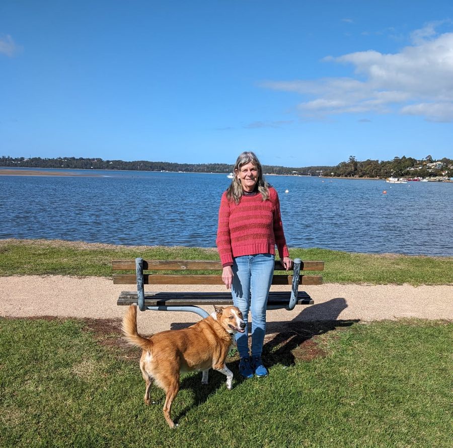 Nicotine Management client, Suzie with her dog at St Helens
