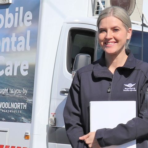 Chloe with the RFDS Tas Woolnorth dental truck