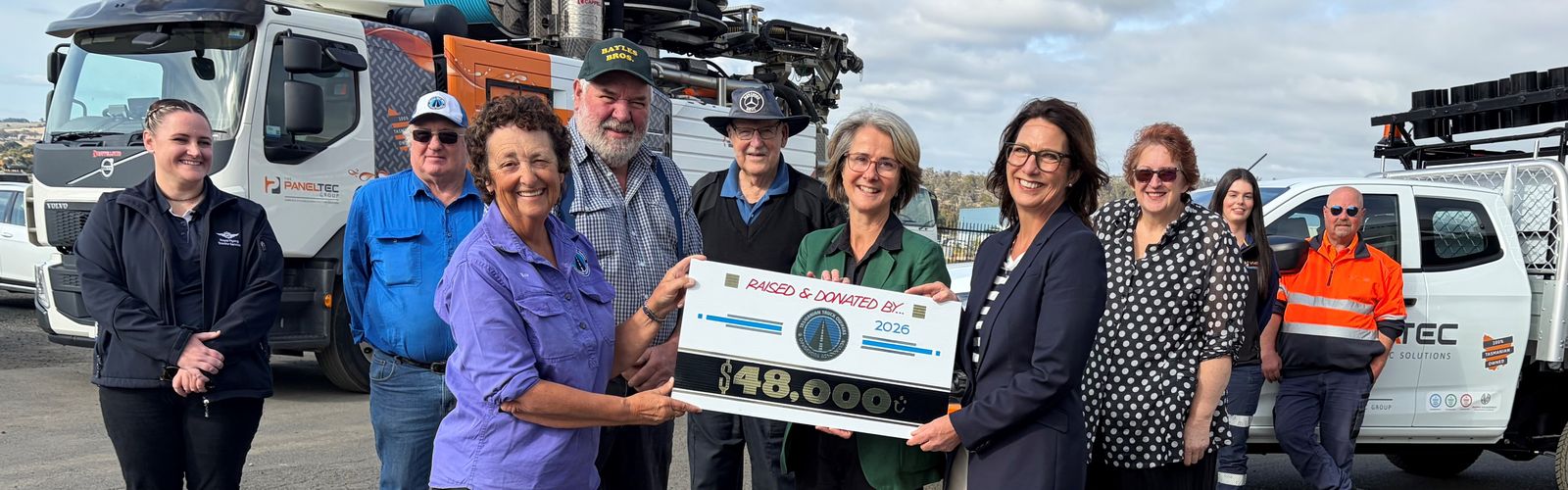 TTOOA present cheque to RFDS Tasmania for the 2026 Truck Run