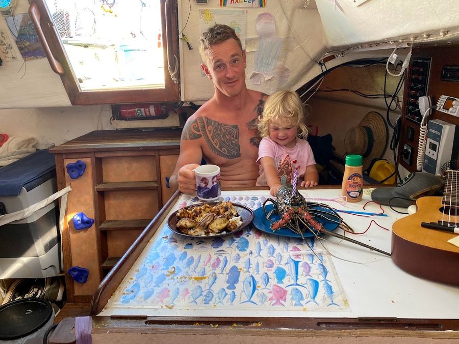 james brougham and his girls aboard Salty Jocks