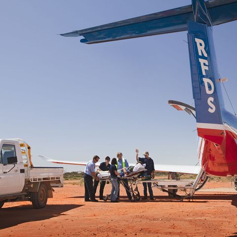 RFDS King Air B200 landing at dusk NSW