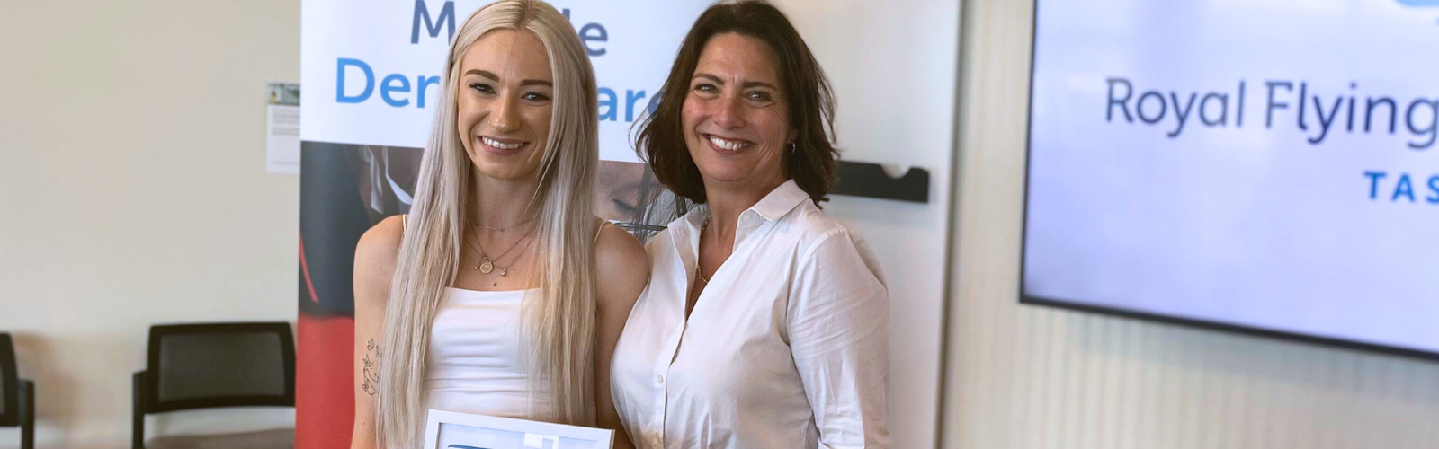 Danielle Symons and RFDS TAS board chair Caroline Wells.