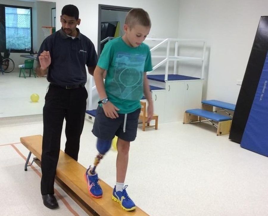 Lewis Bishop learning to walk