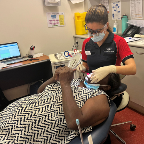 Dentist with patient