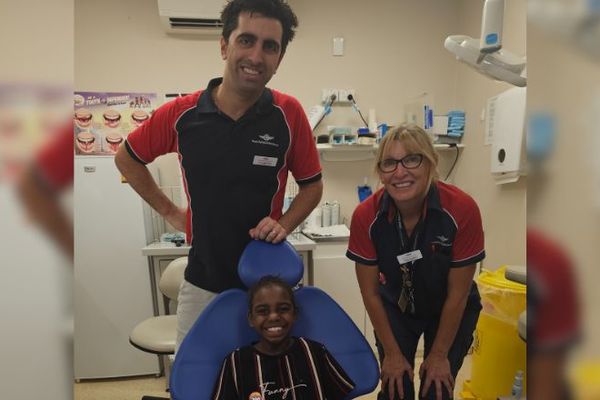 Dr Vince with dental nurse Wendy and patient Tyeesa.