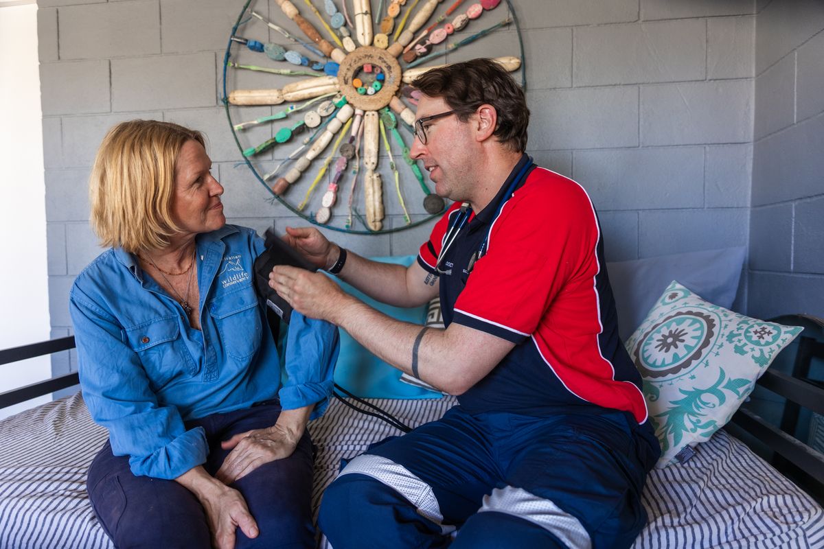RFDS Dr Brett Goodsall with patient Annemarie