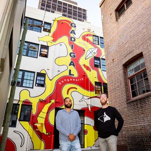 Dennis Golding and Jason Wing with Gadigal Mural 2019_Photo Jodie Barker
