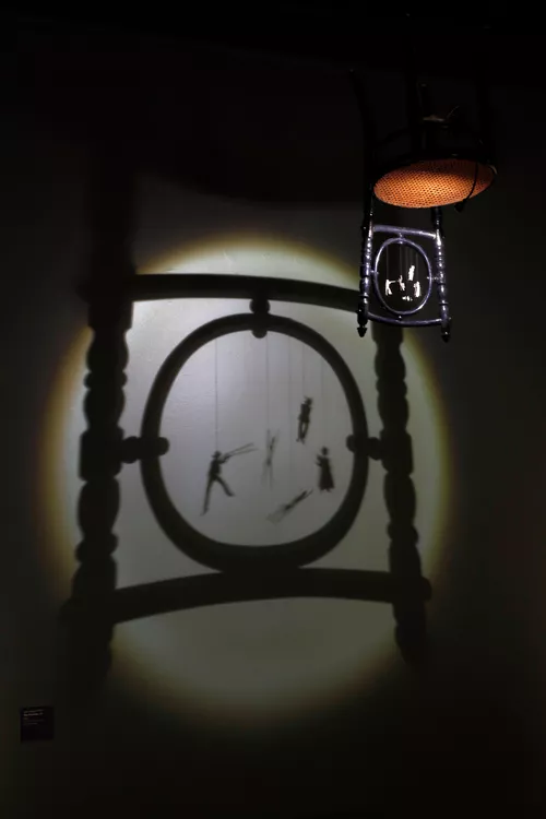 Julie Gough, Trawlwoolway people, Tasmania, born Melbourne 1965, The Promise, 2019, Hobart, found chair, vellum, LED light, dimensions variable © Julie Gough