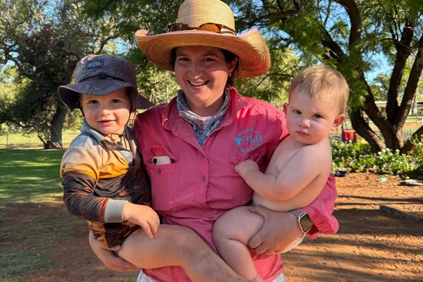 Lil Bryant pictured with her two young children