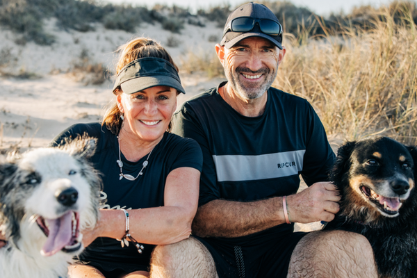Leanne and her husband Darren at the beach