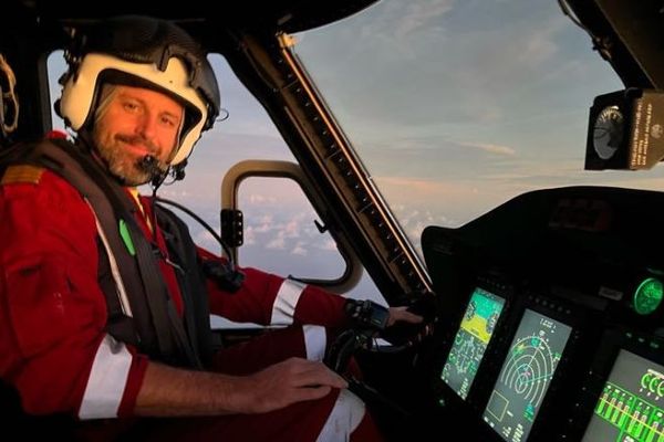Jason flying an RFDS helicopter