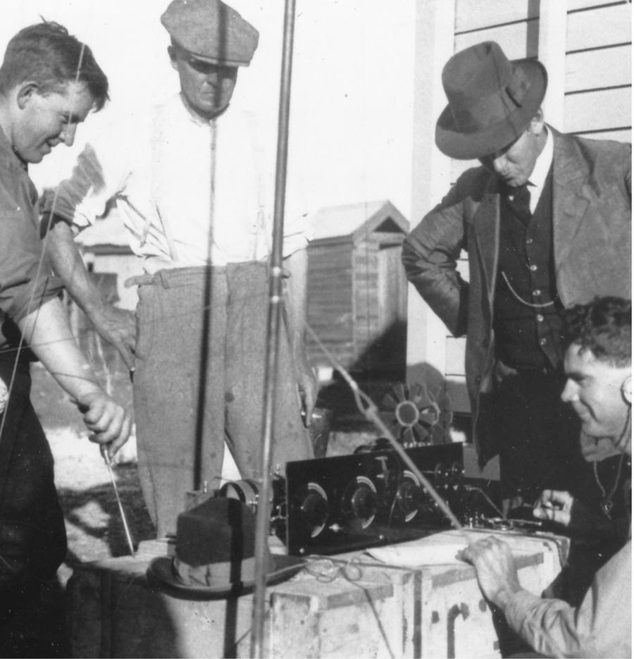 Traeger shows off his pedal powered radio