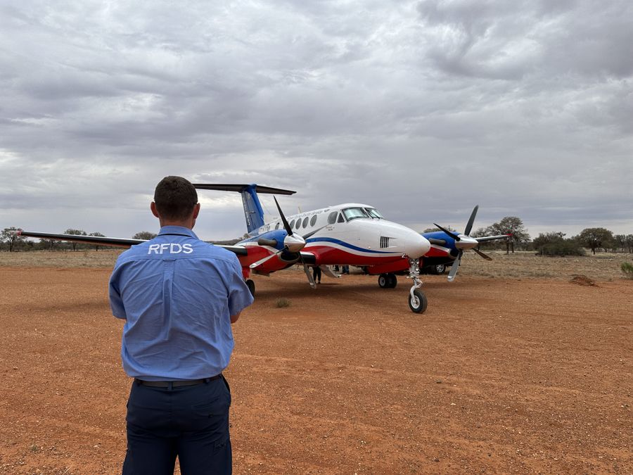 One of our team checking on the aircraft in Packsaddle NSW