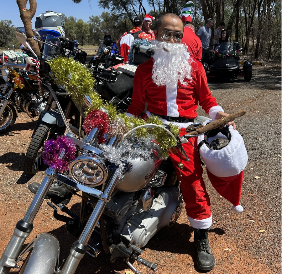 Santa on a motorcycle 